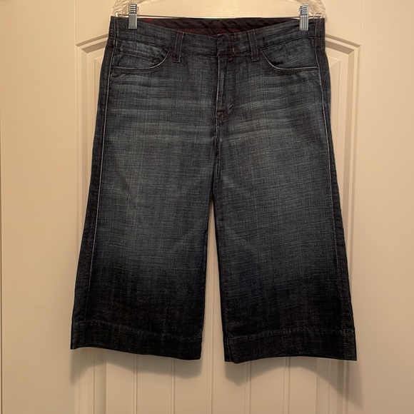 7 for All Mankind Camilla Wide Leg/Gaucho/Crop Jeans in Dark Seville - Picture 2 of 16